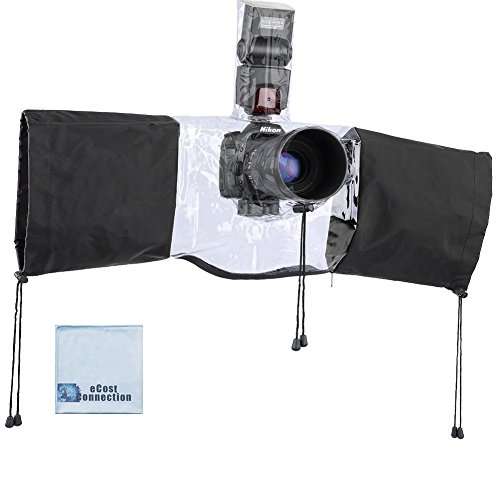 eCostConnection Professional Rain Cover for Medium and Large Sized DSLR Cameras with Flash Compartment + Microfiber Cloth 1
