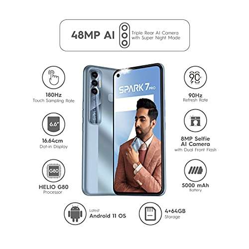 TECNO Spark 7 Pro (Alps Blue, 4GB RAM 64GB Storage) 2