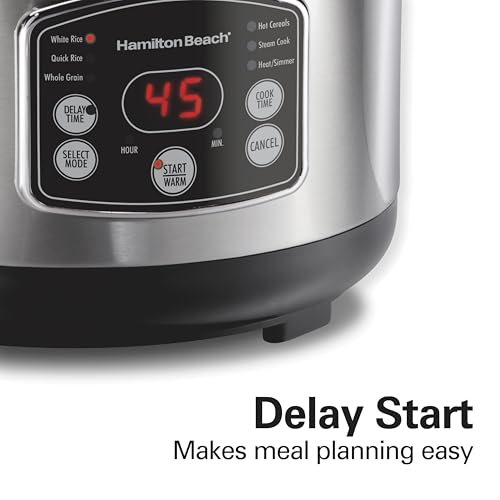 Hamilton Beach Digital Programmable Rice Cooker & Food Steamer, 14 Cups Cooked (7 Uncooked) With Steam & Rinse Basket, Stainless Steel (37548) 6