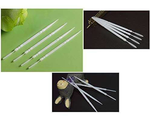 LBY Plastic Toothpicks, Interdental Toothpicks with Brush and Flat Rhombus Tips, Home Teeth Cleaning Tool, Plastic (White) (Pack of 500) 2
