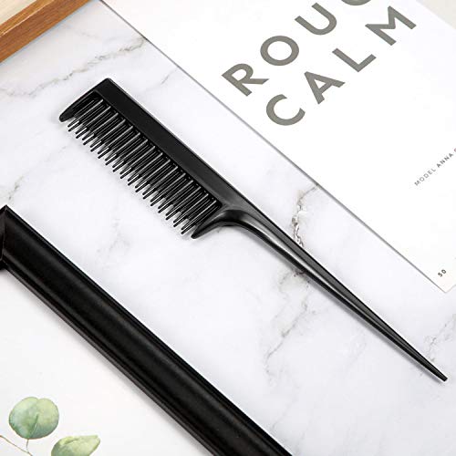 3 Piece Triple Teasing Comb, Rat Tail Combs for Women, Tool Structure Tease Layers Rattail Comb, Rat Tail Comb for Back Combing Root Teasing, Adding Volume, Evening Styling (Black) 6