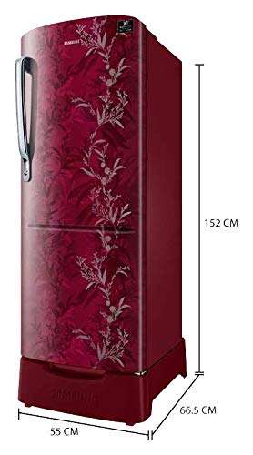 Samsung 230 L 3 Star Inverter Direct-Cool Single Door Refrigerator (RR24T285Y6R/NL, Base Stand with Drawer, Mystic Overlay Red, 2022 Model) 2