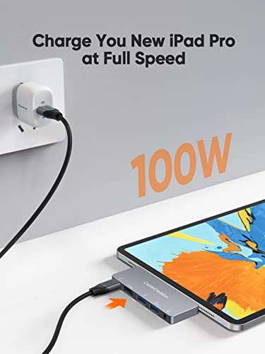 iPad Pro USB C Hub, CableCreation 5 in 1 Microsoft Surface USB C Hub Adapter with 4K HDMI, 3.5mm Headphone Jack, USBC 100W PD Charging 5Gbps USB, iPad Headphone Adapter Multiport for iPad 4