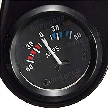 Ubersweet® Car Black Pointer AMPS Meter 60-0-60A White LED Light 2'' 52mm 3