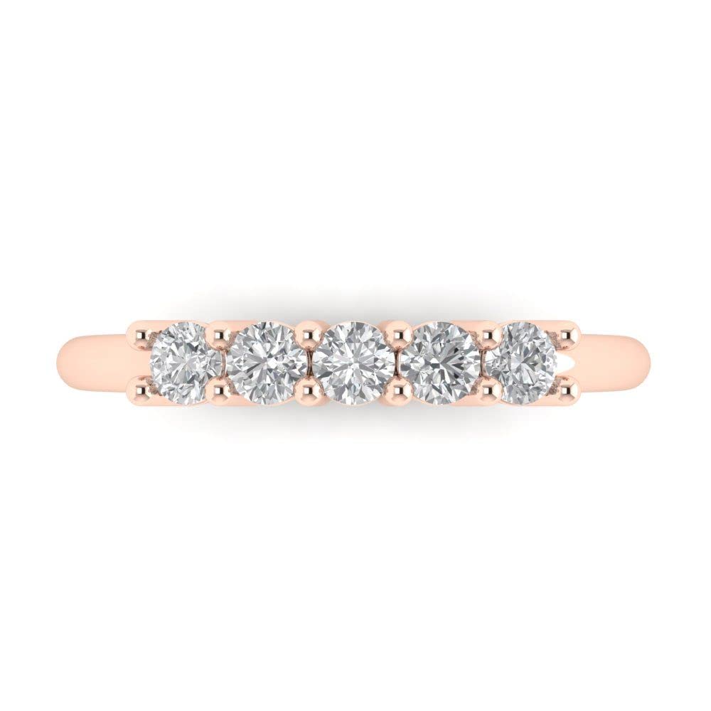 Clara Pucci 0.4 ct Brilliant Round Cut Synthetic Yellow Moissanite 14k Rose Gold Bridal Engagement Wedding Desginer Stackable Band SZ 3.5 1