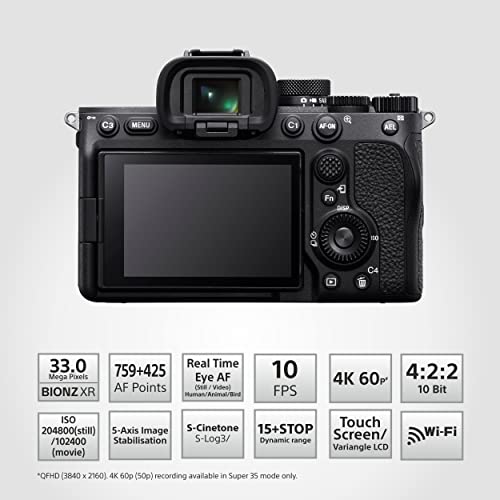 Sony Alpha ILCE-7M4K Full-Frame Hybrid Camera 33MP Interchangeable-Lens Mirrorless Camera with 28-70mm Digital Zoom Lens (4K 60P Video Recording, Real-Time Eye AF for Humans, Birds, Animals) - Black 2