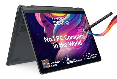 Lenovo IdeaPad Flex 5 Ryzen 5 5500U 14" (35.5cm) WUXGA+ IPS 2-in-1 Laptop (16GB/512GB SSD/Win 11/Office 2021/Backlit KB/Fingerprint/HD Camera/Alexa/3 month Game Pass/Storm Grey/1.55Kg), 82R9005JIN 1
