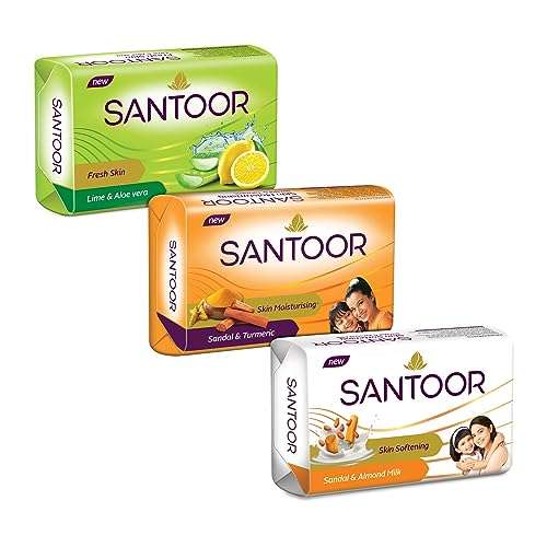 Santoor Fresh Skin Aloe Vera & Lime Bathing Soap with Nourishing & Anti-Aging Properties| For Smooth & Soft and Younger-Looking Skin| For All Skin Types| 125g, Pack of 4 5