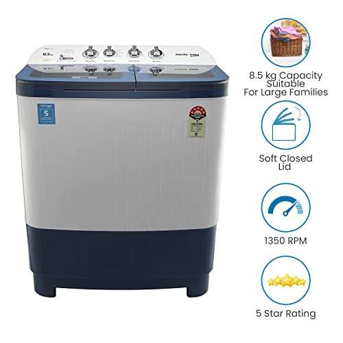 Voltas Beko 8.5 kg Semi-Automatic Top Loading Washing Machine, 2 Casette Filter (WTT85DBLG, Sky Blue) 2