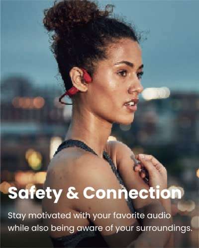 SHOKZ OpenRun - On Ear Bluetooth Bone Conduction Sport Headphones - Sweat Resistant Wireless Earphones for Workouts and Running - Built-in Mic, with Headband(Red) 5