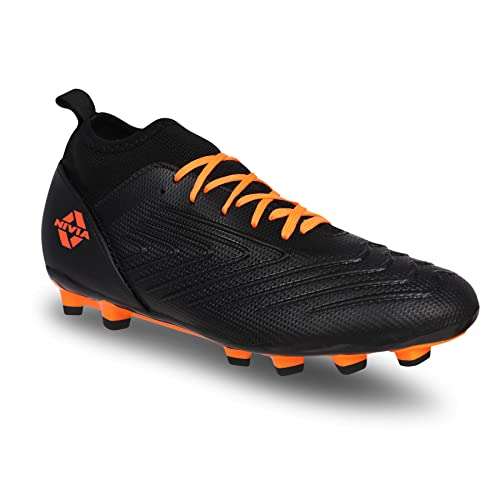 Nivia Men Crane 2.0 Football Shoes for Men/Sports and Athletic Footwear with Upper-3D TPU Embosed Film/Comfortable Football Shoes (Black) UK 6 1