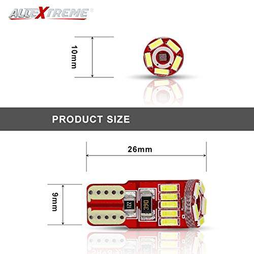 Allextreme EXT15CW Universal T10 LED Parking Light 5630 CMD Super Bright Interior Pilot License Plate Dome Indicator Lamp Bulb for Car Bike and Motorcycle (3W, White, 2 PCS) 3