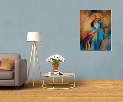 Namaste Home - Canvas Painting - Krishna Mohan - Indian God Religious - Modern Art Canvas Painting for Home and Office Decoration Wall Painting Without Frame (Fabric, Size 17X21 Inches,Multicolor) 5
