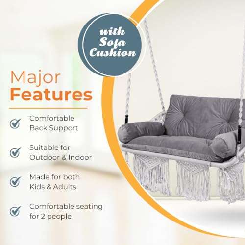 Swingzy Make in India Hammock Hanging Rope Swing-Comfort Durable Yard Striped Foldable Hanging Swing/Hanging Bed for Camping & Outdoor Activities, Indoor Backyards Single Person (197 cm x 80 cm, Red) 4