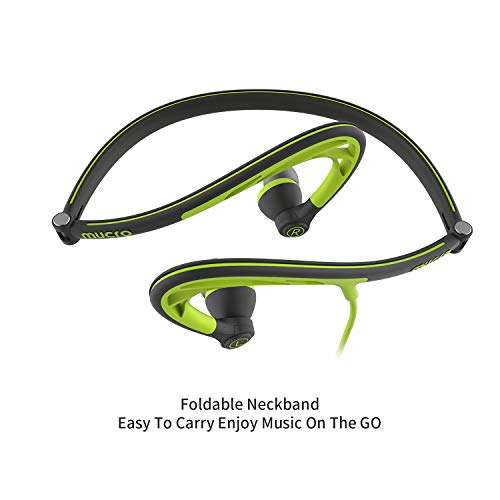 mucro Sports Earbuds Wired Running Headphones with Microphone, Neckband in-Ear Stereo Workout Earphones Designed for Jogging Gym Headsets,Green 4