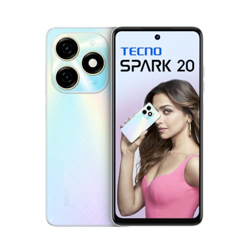 TECNO Spark 20 | Cyber White, (8GB+128GB)| 32MP Selfie + 50MP Main Camera| 90Hz Dot-in Display with Dynamic Port & Dual Speakers with DTS| 5000mAh Battery |18W Type-C| Helio G85 Processor 1