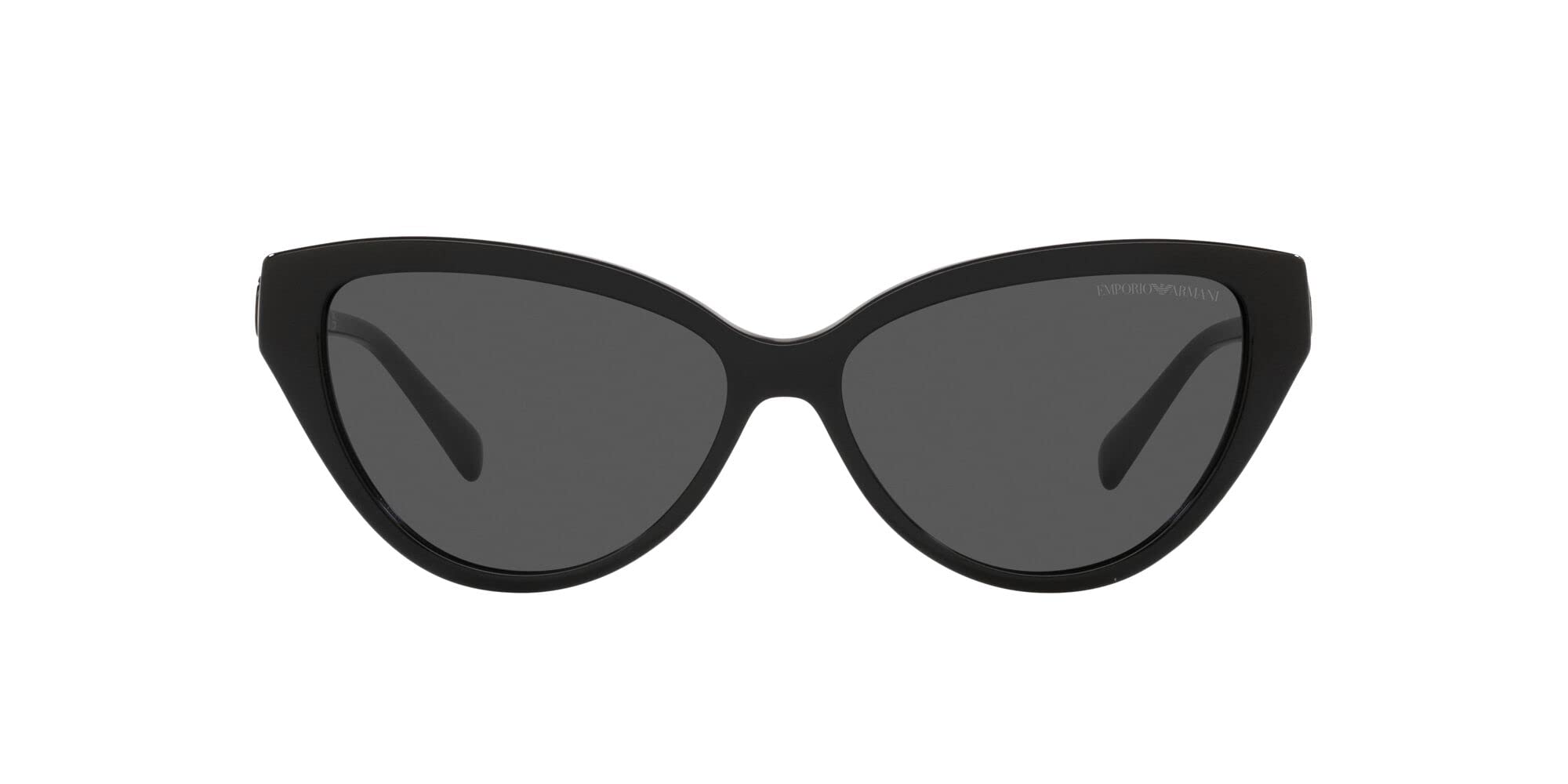 Emporio Armani Women's EA4192 Cat Eye Sunglasses, Shiny Black/Dark Grey, 57 mm