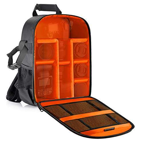 Neewer Camera Backpack Bag for Photographers - Waterproof & Shockproof with Partition, DSLR & Mirrorless Camera Insert Case for Lens, Flash & Accessories (Orange Interior) 1
