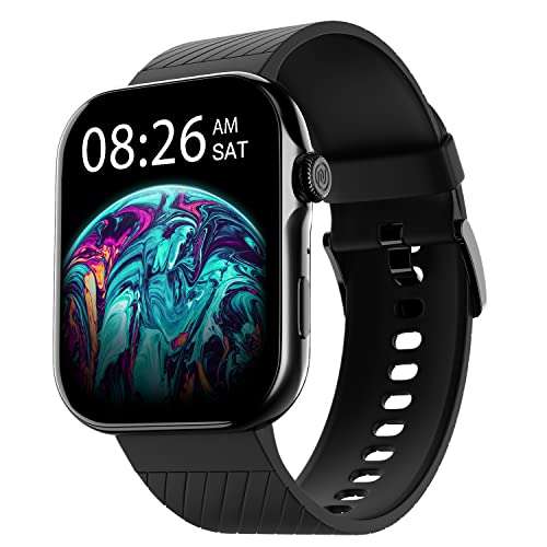 Noise ColorFit Ultra 3 Bluetooth Calling Smart Watch with Biggest 1.96" AMOLED Display, Premium Metallic Build, Functional Crown, Gesture Control with Silicon Strap (Jet Black) 1