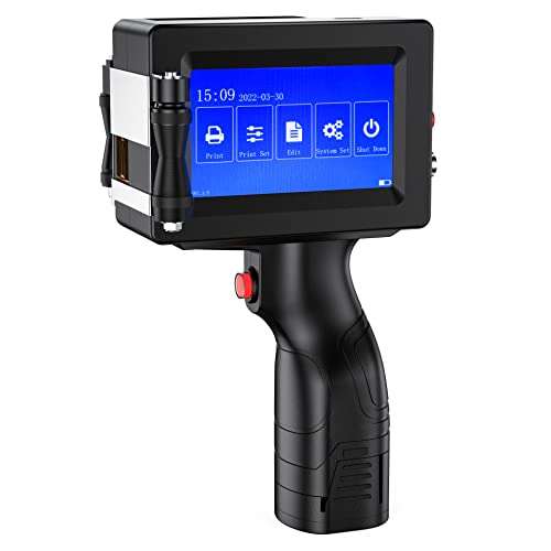 TIKTONER Handheld Printer Portable 1580P1 with 4.3 Inch Touch Screen Quick-Drying Handheld Inkjet Printer Printing Height 0.08-0.5" for Barcode/Label/Logo/QRCode/Date/Batch Number/Barcode 1