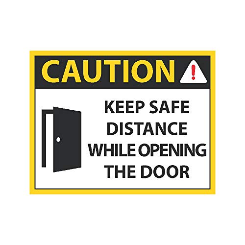 Anne Print Solutions® Caution Keep Safe Distance While Opening The Door Sticker Self Adhesive Vinyl for Door & Gate Pack of 6 Pcs Size 4.25 Inch* X 5.5 Inch* Multicolour 1