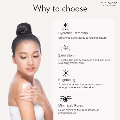 THE LOVE CO. 5% Glycolic & 2% Lactic Acid Exfoliating Body Lotion - With Jojoba & Shea Butter - Soothing Chamomile & Cica - Vitamin E - For Brighter Skin - 250ml (Active Skincare) 3