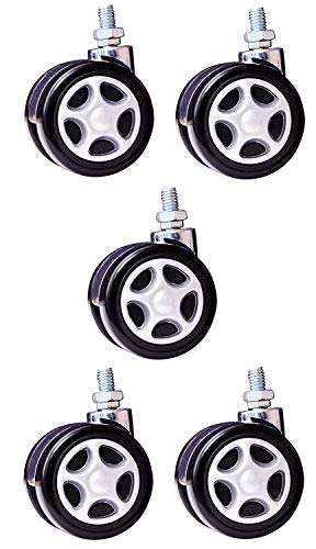 YANA Threaded Twin Heavy Duty Alloy Castor Wheels Set of 5 Pcs for Revolving Chairs, Adjustable Stool-Doctor/Kitchen Stool/Office Stool/Chair/Cafeteria Stool/Bar Stool and Other Revolving Products 1