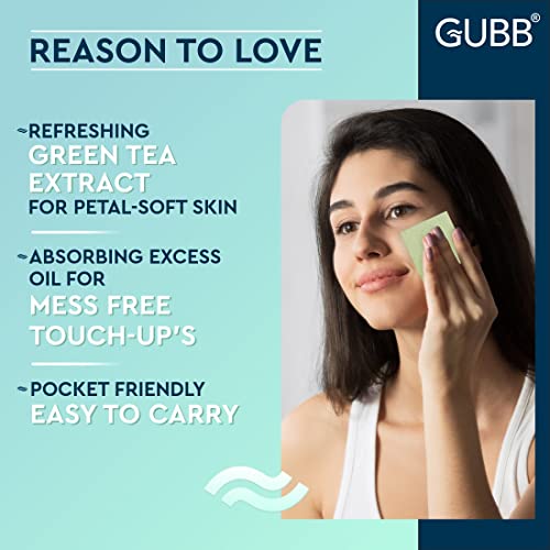 GUBB Blotting Paper For Oily Skin | Removes excess oil | Enriched with green tea extracts | Gentle on skin | Smudge free | Easy to carry | Pack of 2, 50 pieces in each pack 4