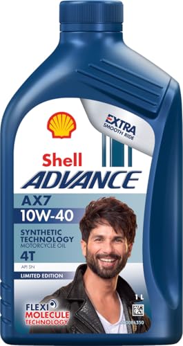 Shell Advance AX7 4T 10W-40 API SN Synthetic Technology Motorbike Engine Oil (1L) 1