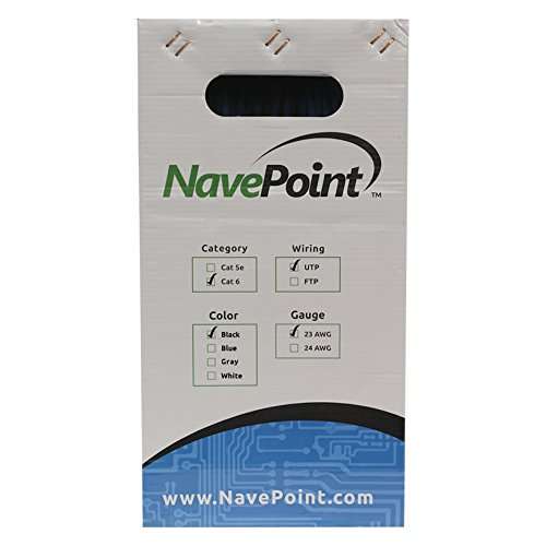 NavePoint Cat6 Riser (CMR), 1000ft, Black, Solid Bare Copper Bulk Ethernet Cable, 550MHz, 23AWG 4 Pair, Unshielded Twisted Pair (UTP) 10-Pack 3