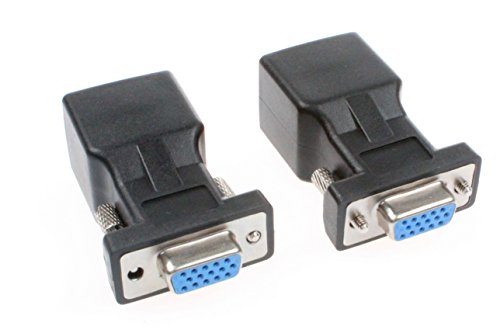 NOYITO VGA to RJ45 Adapter VGA Extender VGA 15 Pin to RJ45 Male Female Network Cable Connector Support 720P 1080I 1080P Analog HD Transmission (Pack of 2) (1 Male + 1 Female) 4