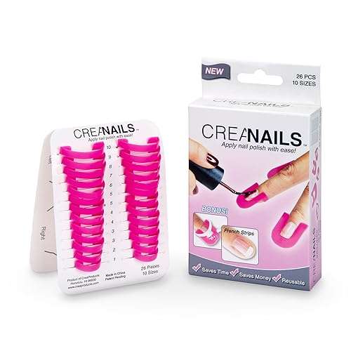 CreaNails Nail Polish Stencils for Adults - Reusable Nail Holder for Painting Nails & French Tip Strips - Spill-Proof Nail Guard Applicator & Shaper for Gel Paint, Decals - 10 Sizes, 26 Pieces 2
