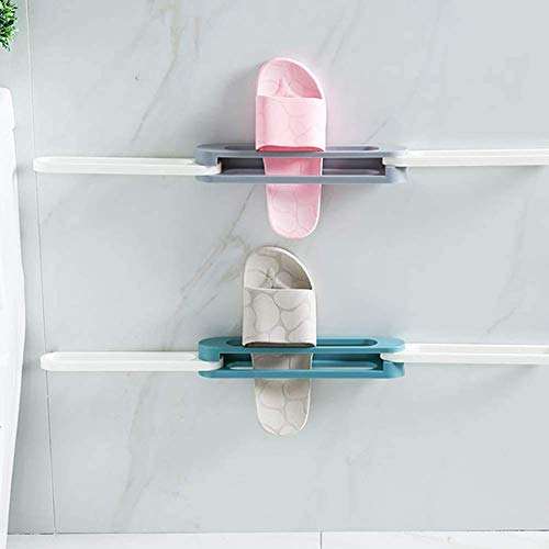Delzon 3-in-1 ABS Wall Mounted Foldable Slippers Shoe Storage Organizer Rack Hanger/Towel Racks Holder (Multicolor) 4