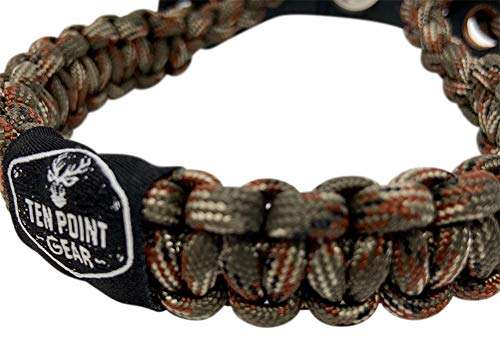Ten Point Gear Bow Archery Wrist Sling 550 Paracord - Survival Hunting Shooting - Durable Leather with Metal Grommet (Multiple Color Options) (Big Woods Camo) 2