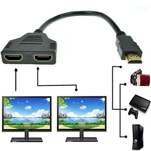 Microware HDMI Y Splitter, 1080P HD HDMI Port Male to 2 Female 1In 2 Out Splitter Cable Adapter (Black) 3