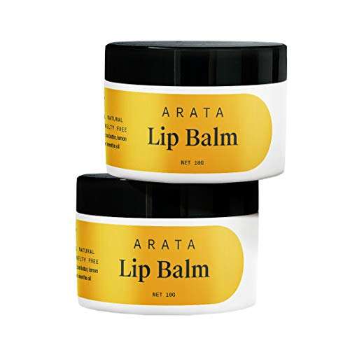 Arata Zero Chemicals Natural Lip balm for dry, chapped lips with Intense Moisturizing || Power of Cardamom oil || Cocoa and Mango butter (10 gm, Pack of 2) 1