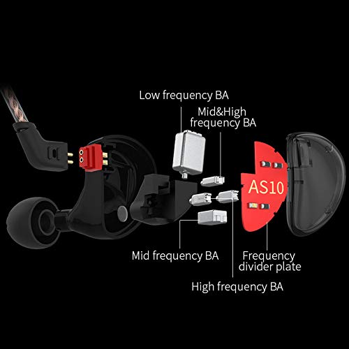 KZ AS10 in-Ear Monitors 5 Balanced Armature Driver Headset, Noise Cancelling Headphones IEMs Earphones with Detachable 2 Pin Cable for Musician,Singer,Guitarist Drummer,Church (Cyan,Without Mic) 5