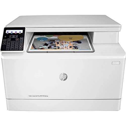 HP Color Laserjet Pro M182nw Wireless All-in-One Laser Printer, Remote Mobile Print, Auto-On/Auto-Off Function, 17 ppm, 150-Sheet, 600 x 600 dpi, Works with Alexa, Bundle with JAWFOAL Printer Cable 3