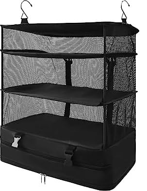 Kitwe Portable Hanging Travel Shelves Bag Multiple Compartments Packing Cube Organizer Space Saver Suitcase Storage Large Capacity Travel Luggage Organizer 1