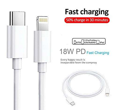 SHOQU™ Fast Charging & Data Sync Type-C USB Cable [USB-C to 8 Pin] Compatible for iPhone 8/8 Plus/X/XR/XS MAX/XS/ 11/11 PRO/ 11 PRO MAX/iPads & iOS Devices - (Cable Only) 2