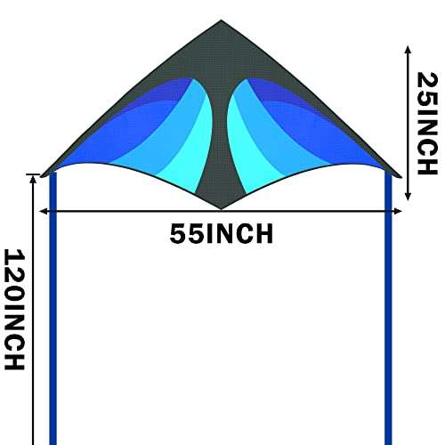 JEKOSEN 55" Delta Kite Large Kites for Kids and Adults Beginners Easy to Fly Single Line String for Beach Trip Park Outdoor Activities Blue 2