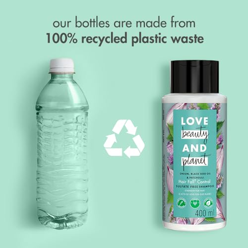 Love Beauty & Planet Onion oil|| Blackseed oil & Patchouli Sulfate Free Hairfall control Shampoo|| No Parabens|| No Dyes|| Patchouli Essential Oil|| 200 ml 6