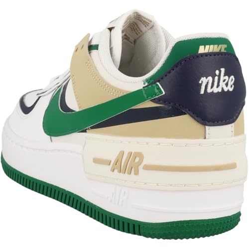NIKE Air Force 1 Shadow Women's Shoes, White Malachite Sesame Midnight Navy, 7.5 6