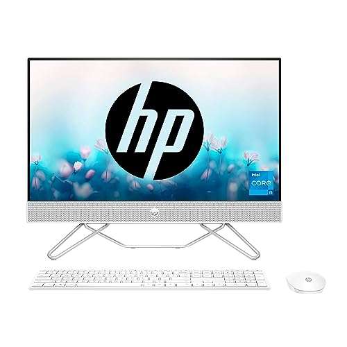 HP All-in-One PC 12th Gen Intel Core i5-1235U 24-Inch(60.5 cm) FHD Anti-Glare Desktop (8GB RAM/1TB HDD+256GB/Win 11/Wireless Keyboard and Mouse Combo/MSO/IR Privacy Camera/Starry White) 24-cb1902in 1