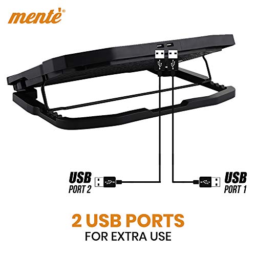 Mente Laptop Stand with Fan 2 USB Ports and 2 Super Silent Cooling Fan Laptop Cooling Pad (Black) 3