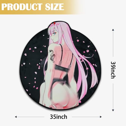 XIGBAWAN Anime Round Carpet Area Rug Non Slip Ultra Soft Tufted Circular Shape Rugs for Bedroom Dorm Gaming Room, 39×39 2
