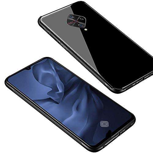 SPAZY CASE Vivo S1 Pro Luxurious Toughened Glass Back Case with Shockproof TPU Bumper Back Cover Designed for Vivo S1 Pro - Black 5