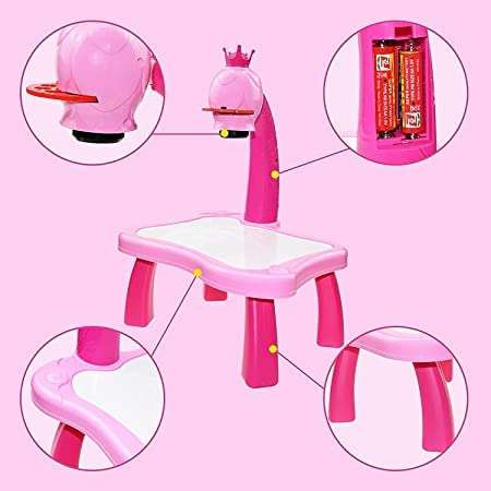 OKO Peppa Pig Child Learning Desk with Smart Projector04, Painting Drawing Set Best Gift for Kids Under Age 2 3 4 5 & 6 Years and Peppa Pig Family Set of -7 3