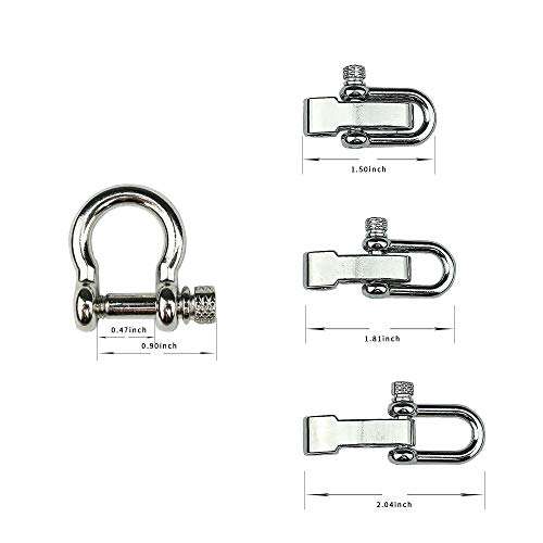PheeFazay 8 Sets Metal Bow Shackle Adjustable D-Shaped Buckle DIY umbrella rope bracelet accessories for Paracord Survival Bracelet Camping Hiking and Other Outdoor Sport 4