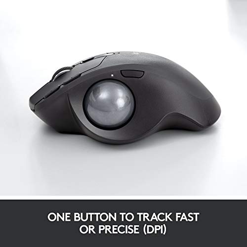 Logitech MX Ergo Wireless Trackball Mouse, Ergonomic Design, Move Content Between 2 Windows and Apple Mac Computers (Bluetooth or USB), Rechargeable 4